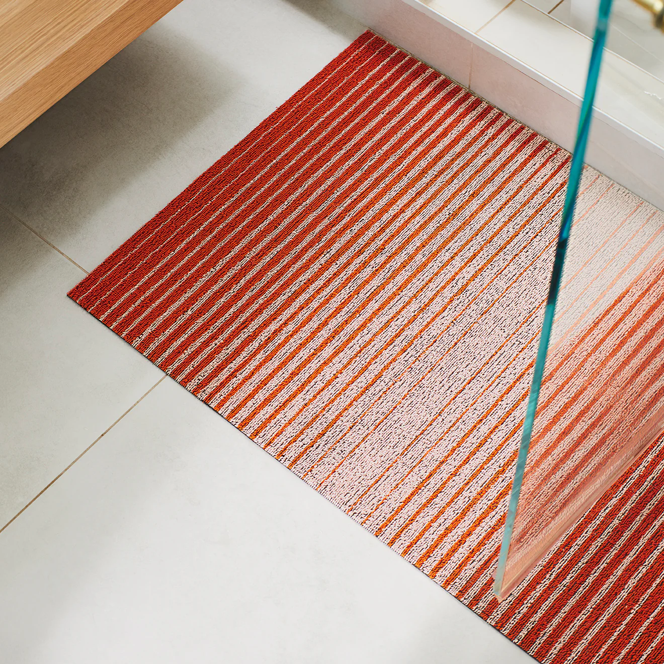 Domino Stripe Shag Mats - Apricot - Image 4