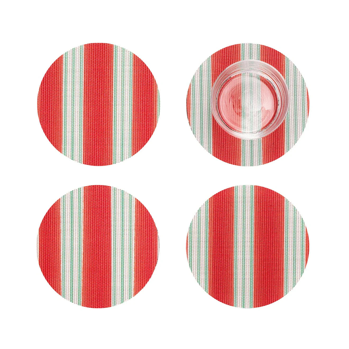 Festive Stripes Coasters - Red