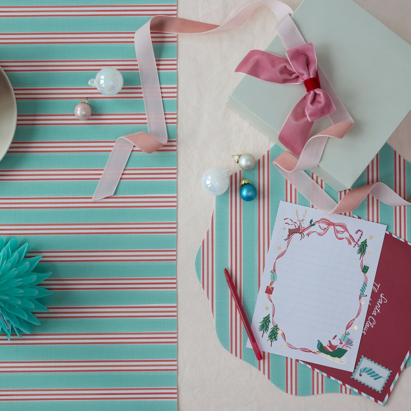 Festive Stripes Table Runners - Mint - Image 3