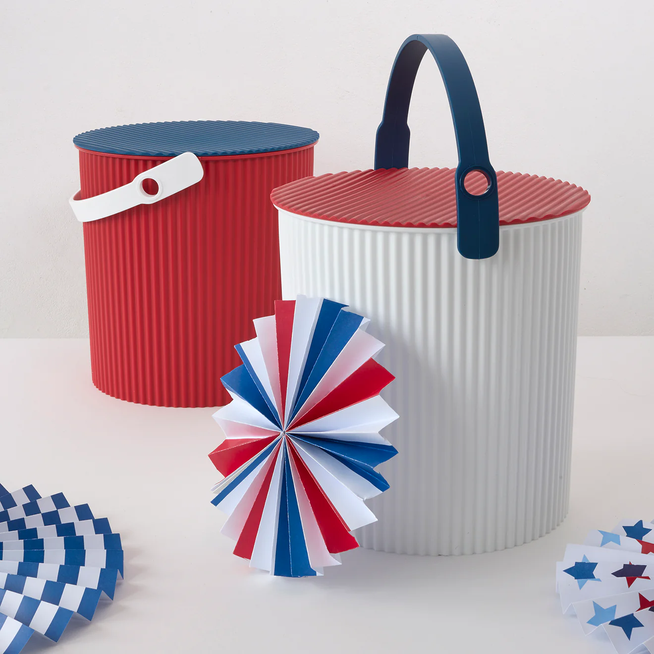 Hachiman Buckets - White Red Blue - Image 3