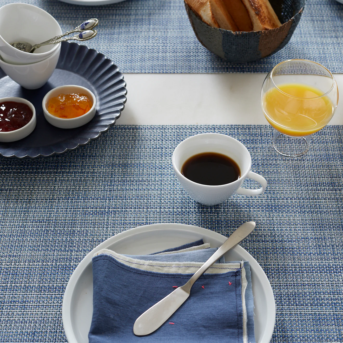 Mini Basketweave Table Runners - Chambray - Image 2